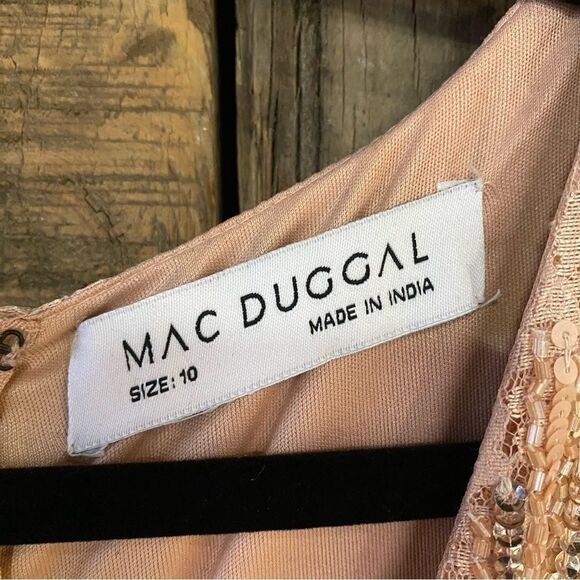 NWT Mac Duggal Sequined Sleeveless Plunge Neck Flowy Gown dress rose pink 10 - Picture 10 of 13